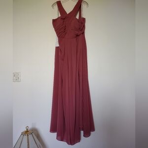 New 🆕 Azazie Size 16 Halter Desert rose chiffon maxi dress gown Brandie